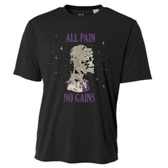 All Pain No Gains Weightlifting Gym Training Powerlifting Cooling Performance Crew T-Shirt