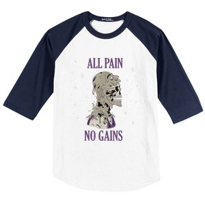 All Pain No Gains Weightlifting Gym Training Powerlifting Baseball Sleeve Shirt