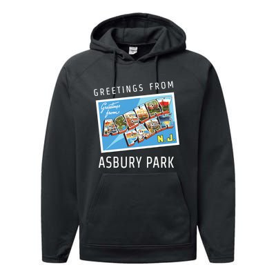 Asbury Park New Jersey Nj Travel Souvenir Gift Postcard Performance Fleece Hoodie