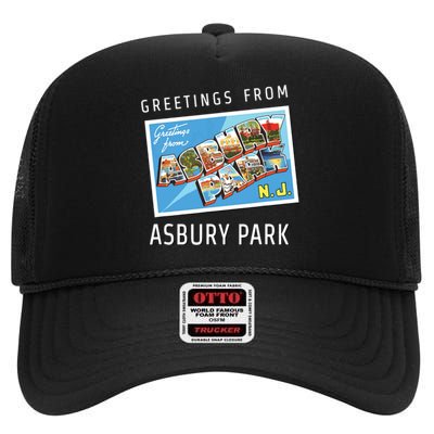 Asbury Park New Jersey Nj Travel Souvenir Gift Postcard High Crown Mesh Back Trucker Hat