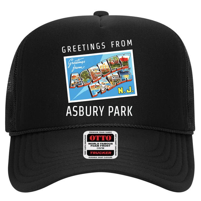 Asbury Park New Jersey Nj Travel Souvenir Gift Postcard High Crown Mesh Back Trucker Hat