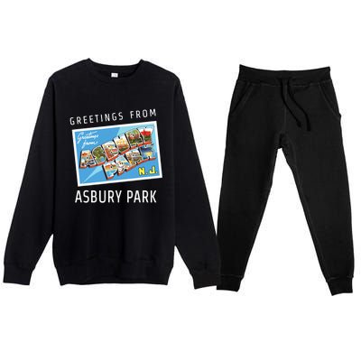 Asbury Park New Jersey Nj Travel Souvenir Gift Postcard Premium Crewneck Sweatsuit Set