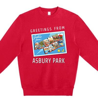 Asbury Park New Jersey Nj Travel Souvenir Gift Postcard Premium Crewneck Sweatshirt