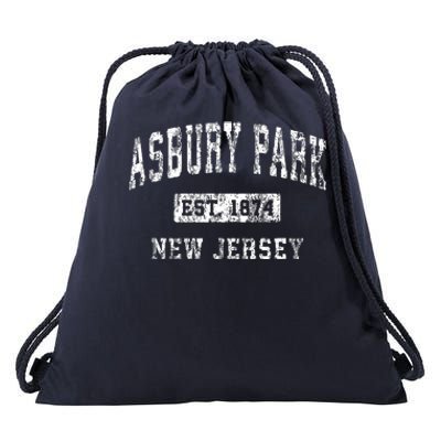 Asbury Park New Jersey Nj Vintage Established Sports Design Drawstring Bag