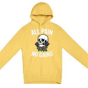 All Pain No Gains Funny Gym Fitness Workout Bodybuilding Gift Premium Pullover Hoodie