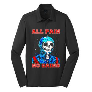 All Pain No Gains Fitness Weightlifting Bodybuilding Gym Great Gift Silk Touch Performance Long Sleeve Polo