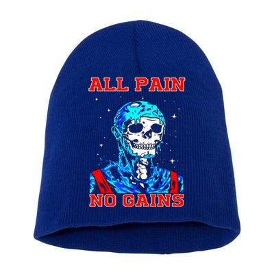 All Pain No Gains Fitness Weightlifting Bodybuilding Gym Great Gift Short Acrylic Beanie