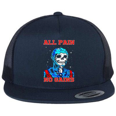 All Pain No Gains Fitness Weightlifting Bodybuilding Gym Great Gift Flat Bill Trucker Hat