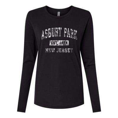 Asbury Park New Jersey Nj Vintage Established Sports Design Womens Cotton Relaxed Long Sleeve T-Shirt