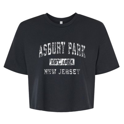 Asbury Park New Jersey Nj Vintage Established Sports Design Bella+Canvas Jersey Crop Tee