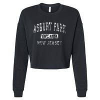 Asbury Park New Jersey Nj Vintage Established Sports Design Cropped Pullover Crew