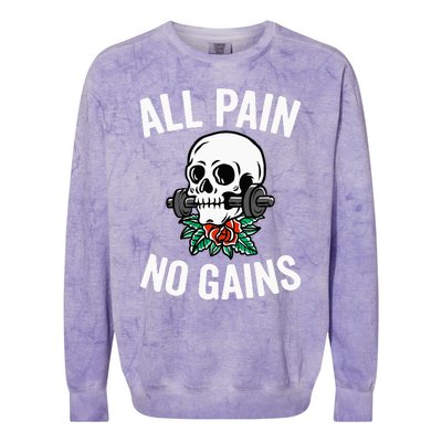 All Pain No Gains Funny Gym Fitness Workout Bodybuilding Colorblast Crewneck Sweatshirt