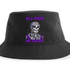 All Pain No Gains Fitness Weightlifting Bodybuilding Gym Sustainable Bucket Hat