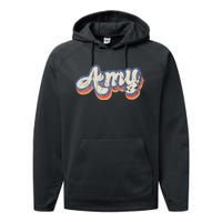 Amy Personalized Name Custom Lettering 70S Performance Fleece Hoodie