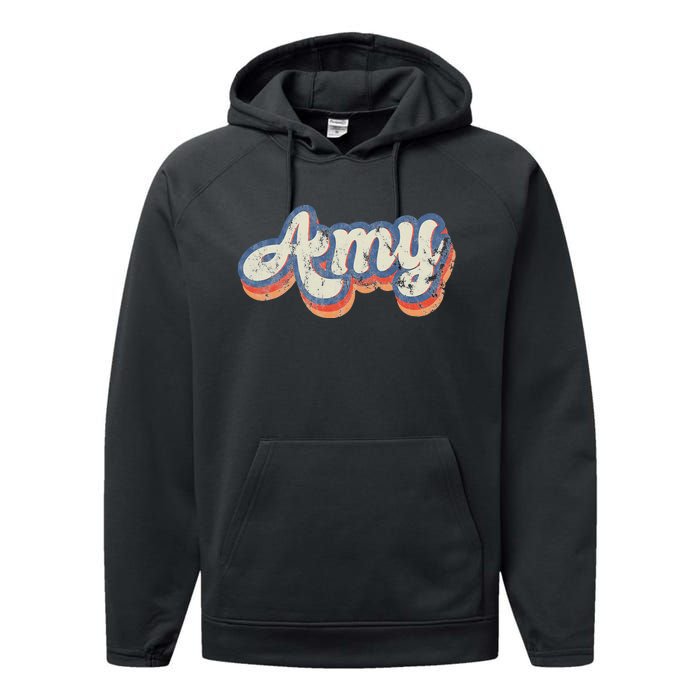 Amy Personalized Name Custom Lettering 70S Performance Fleece Hoodie