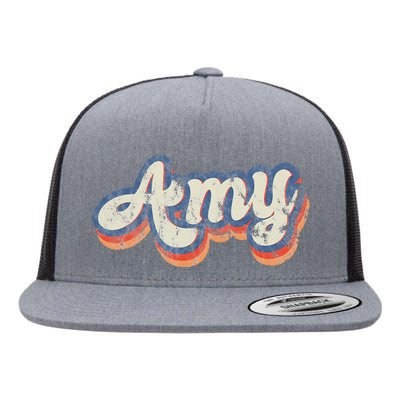 Amy Personalized Name Custom Lettering 70S Flat Bill Trucker Hat