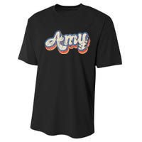 Amy Personalized Name Custom Lettering 70S Performance Sprint T-Shirt