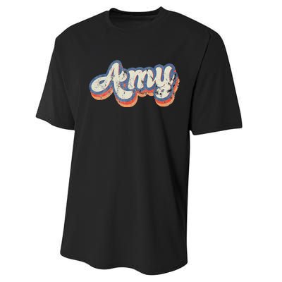 Amy Personalized Name Custom Lettering 70S Performance Sprint T-Shirt