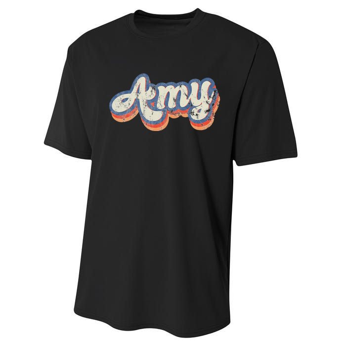 Amy Personalized Name Custom Lettering 70S Performance Sprint T-Shirt