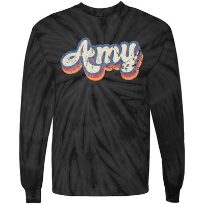 Amy Personalized Name Custom Lettering 70S Tie-Dye Long Sleeve Shirt