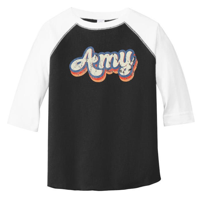 Amy Personalized Name Custom Lettering 70S Toddler Fine Jersey T-Shirt