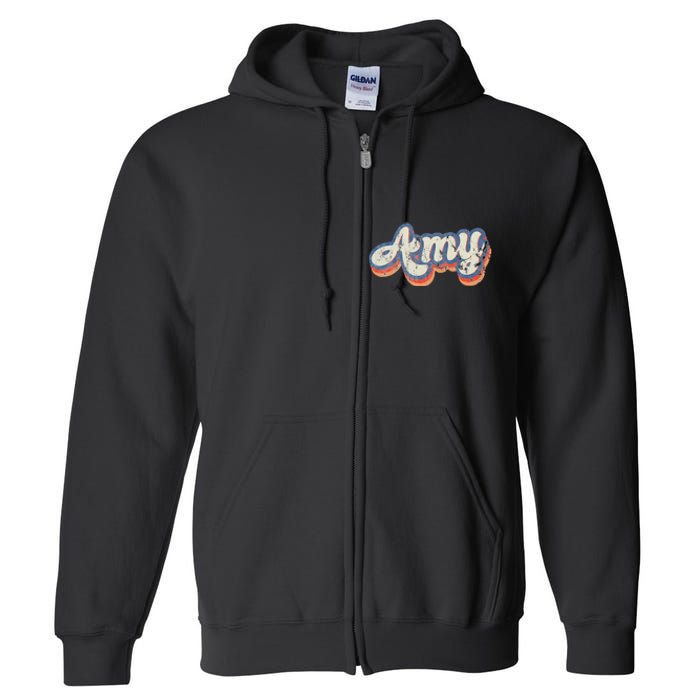 Amy Personalized Name Custom Lettering 70S Full Zip Hoodie