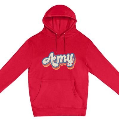 Amy Personalized Name Custom Lettering 70S Premium Pullover Hoodie