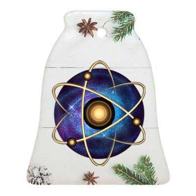 Atom Proton Neutron Physics Ceramic Bell Ornament