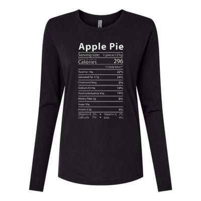 Apple Pie Nutrition Facts Label Costume Thanksgiving Womens Cotton Relaxed Long Sleeve T-Shirt