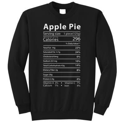 Apple Pie Nutrition Facts Label Costume Thanksgiving Sweatshirt