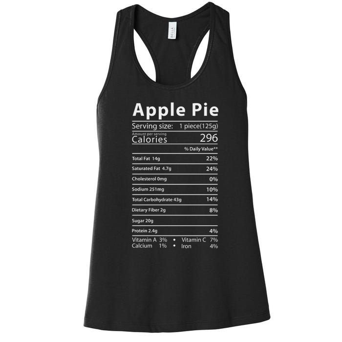 Apple Pie Nutrition Facts Label Costume Thanksgiving Women's Racerback Tank