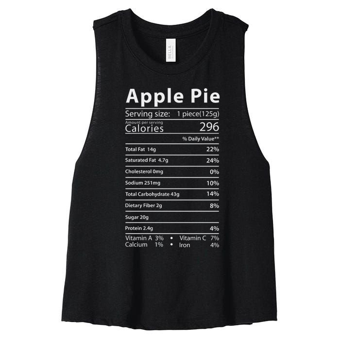 Apple Pie Nutrition Facts Label Costume Thanksgiving Women's Racerback Cropped Tank