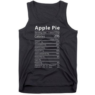 Apple Pie Nutrition Facts Label Costume Thanksgiving Tank Top