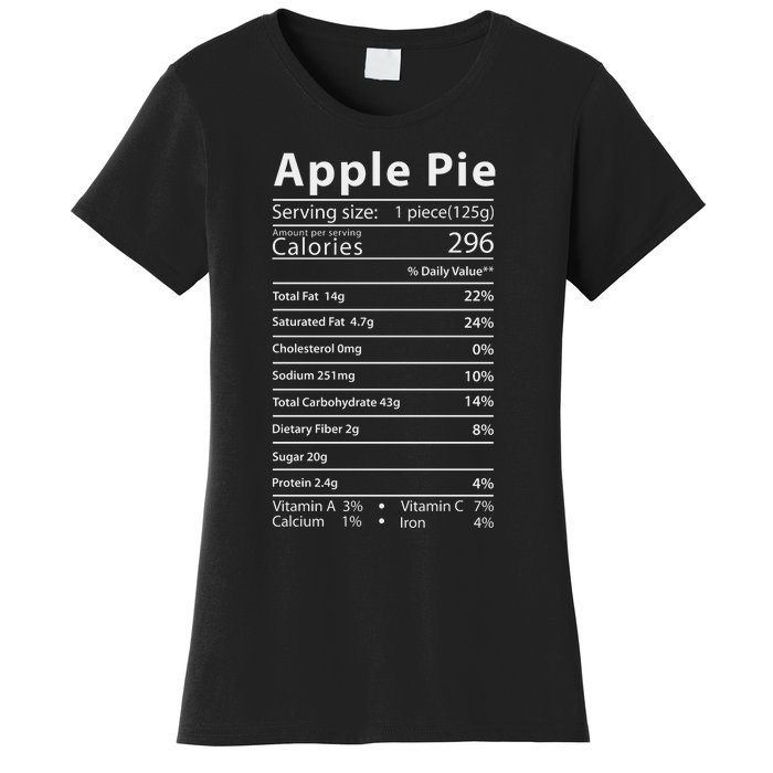 Apple Pie Nutrition Facts Label Costume Thanksgiving Women's T-Shirt