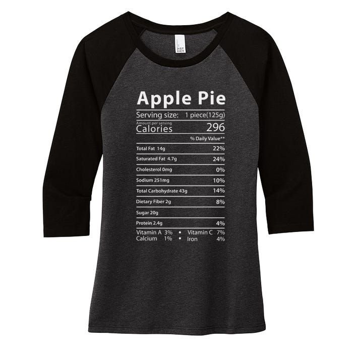 Apple Pie Nutrition Facts Label Costume Thanksgiving Women's Tri-Blend 3/4-Sleeve Raglan Shirt