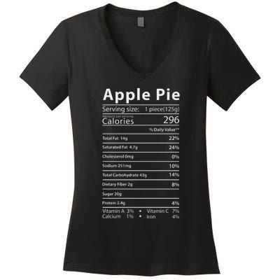 Apple Pie Nutrition Facts Label Costume Thanksgiving Women's V-Neck T-Shirt