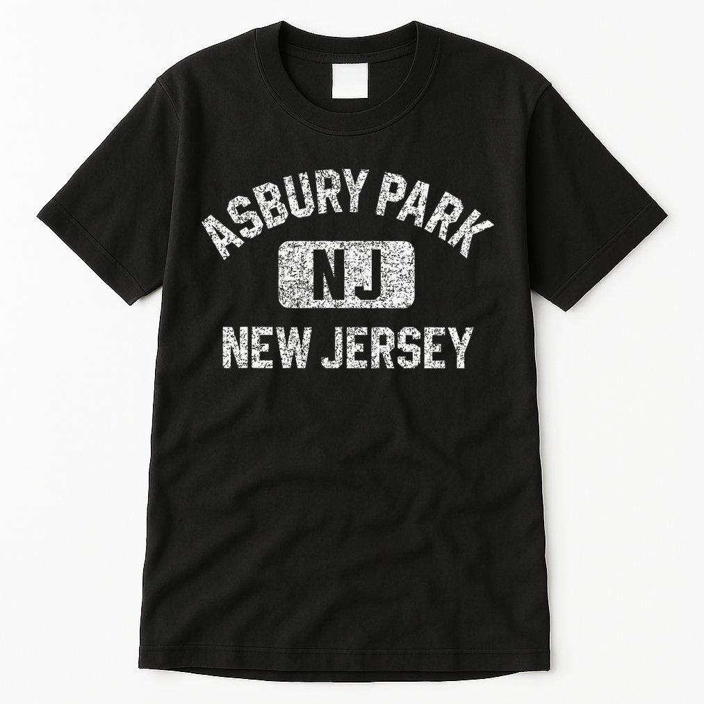 Asbury Park NJ New Jersey Gym Style Distressed White Print Tall T-Shirt