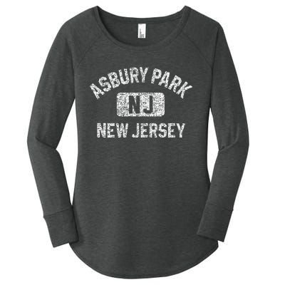 Asbury Park NJ New Jersey Gym Style Distressed White Print Women's Perfect Tri Tunic Long Sleeve Shirt