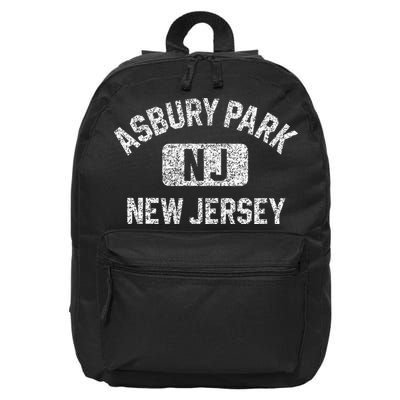 Asbury Park NJ New Jersey Gym Style Distressed White Print 16 in Basic Backpack