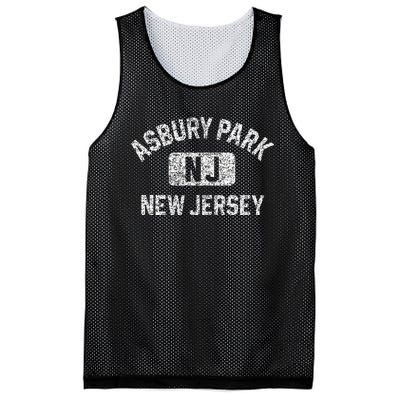 Asbury Park NJ New Jersey Gym Style Distressed White Print Mesh Reversible Basketball Jersey Tank