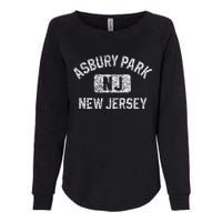 Asbury Park NJ New Jersey Gym Style Distressed White Print Womens California Wash Sweatshirt