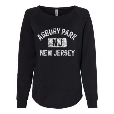 Asbury Park NJ New Jersey Gym Style Distressed White Print Womens California Wash Sweatshirt