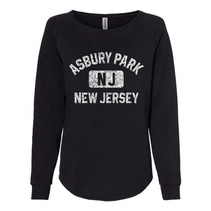 Asbury Park NJ New Jersey Gym Style Distressed White Print Womens California Wash Sweatshirt