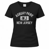 Asbury Park NJ New Jersey Gym Style Distressed White Print Women's T-Shirt