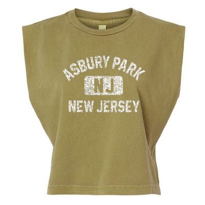 Asbury Park NJ New Jersey Gym Style Distressed White Print Garment-Dyed Women's Muscle Tee