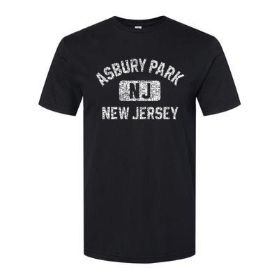 Asbury Park NJ New Jersey Gym Style Distressed White Print Softstyle® CVC T-Shirt