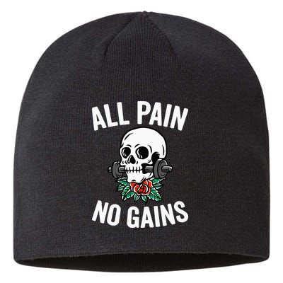 All Pain No Gains Gym Fitness Workout Bodybuilding Sustainable Beanie