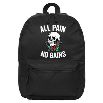 All Pain No Gains Gym Fitness Workout Bodybuilding 16 in Basic Backpack