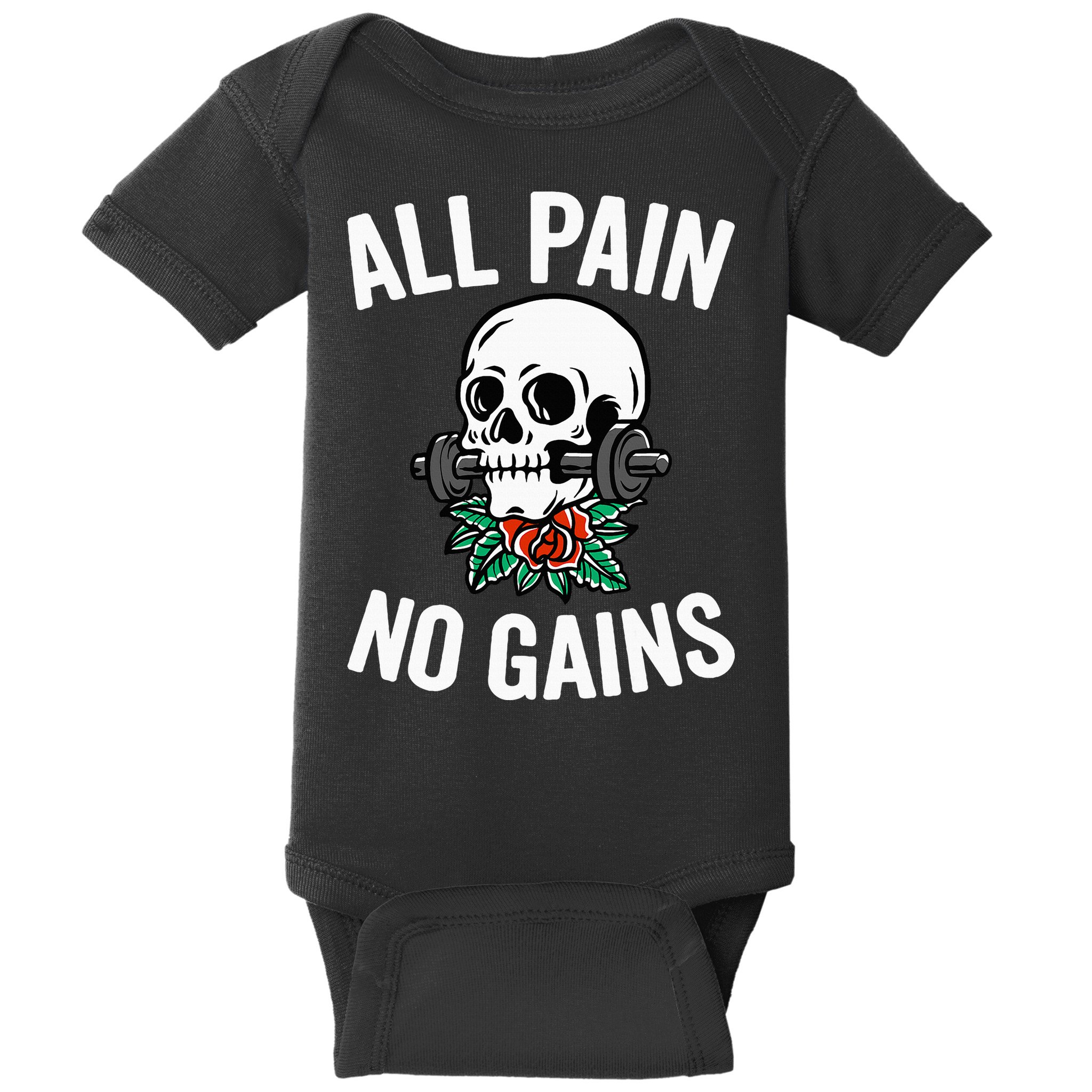 All Pain No Gains Gym Fitness Workout Bodybuilding Baby Bodysuit