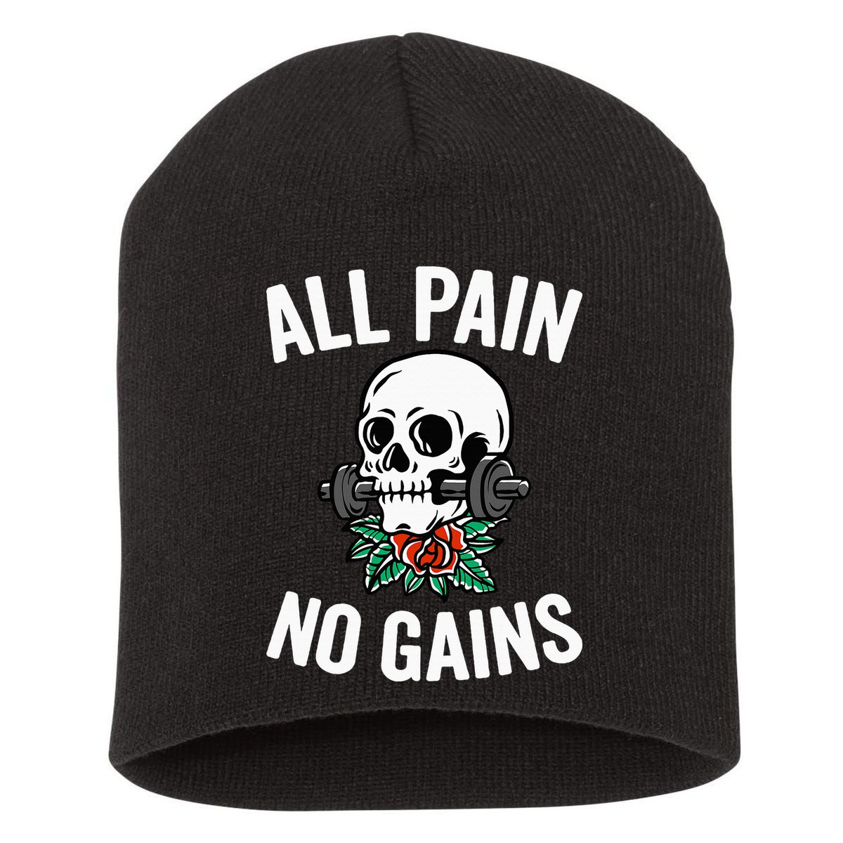 All Pain No Gains Gym Fitness Workout Bodybuilding Short Acrylic Beanie